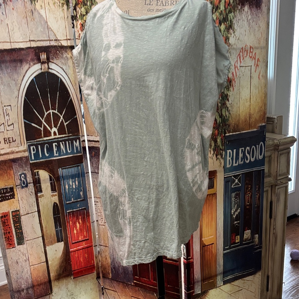 Krista Larsen Tie-Dye T-Shirt Cap Sleeve, Pistachio, One Size